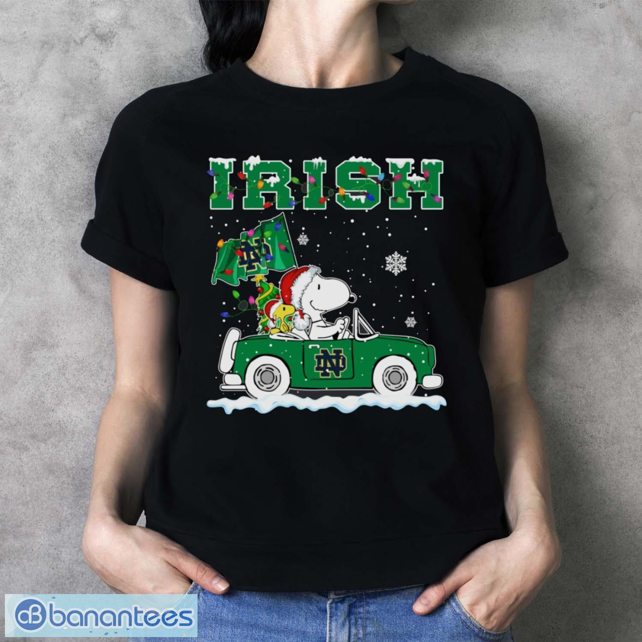 notre dame fighting irish snoopy and woodstock driving car cute snoopy limited edition shirt 3 image Notre Dame Fighting Irish Snoopy And Woodstock Driving Car Cute Snoopy Limited Edition Shirt - Ladies T-Shirt