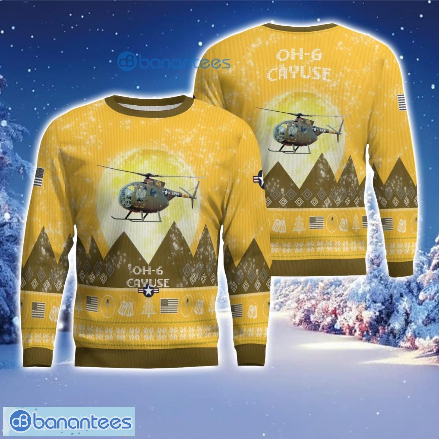 oh 6 cayuse oh6 aircraft moonlight 3d print ugly christmas sweater christmas gift yellow color sweater image OH-6 Cayuse OH6 Aircraft Moonlight 3D Print Ugly Christmas Sweater Christmas Gift Yellow Color Sweater Product Photo 1