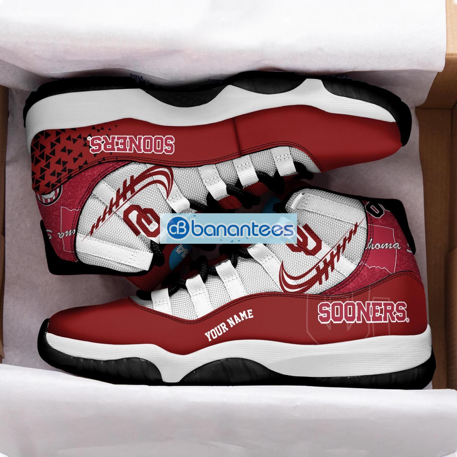 oklahoma sooners air jordan 11 sneakers custom name special shoes for fans 1 image Oklahoma Sooners Air Jordan 11 Sneakers Custom Name Special Shoes For Fans Product Photo 2