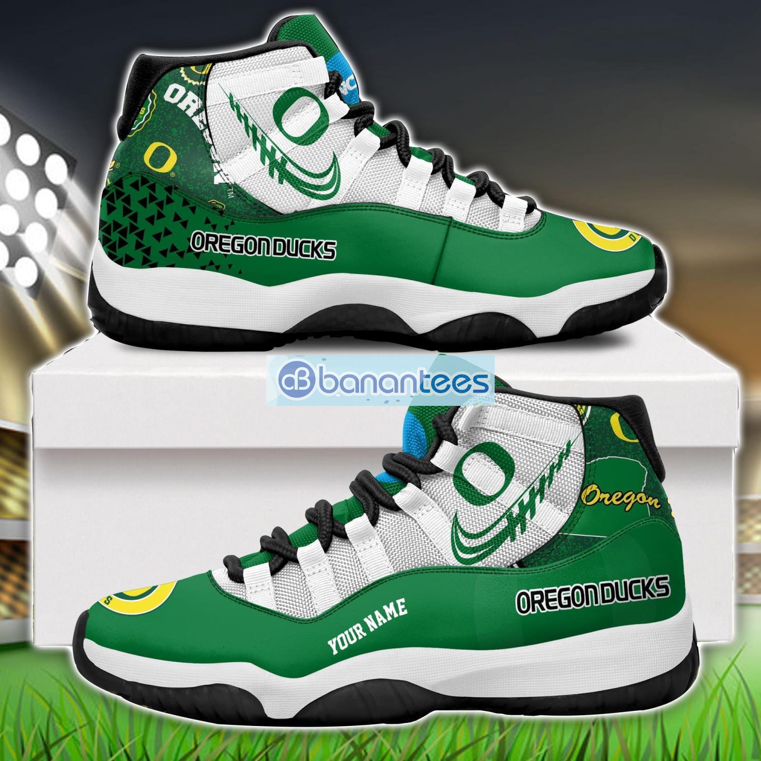 oregon ducks air jordan 11 sneakers custom name special shoes for fans image Oregon Ducks Air Jordan 11 Sneakers Custom Name Special Shoes For Fans Product Photo 1