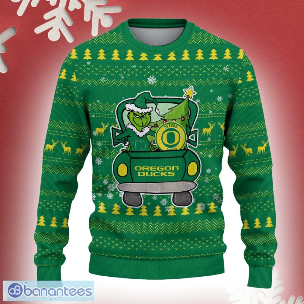 oregon ducks grinch driving funny 3d ugly christmas sweater for men women image Oregon Ducks Grinch Driving Funny 3D Ugly Christmas Sweater For Men Women - Oregon Ducks Christmas Sweater Grinch Driving Photo 2
