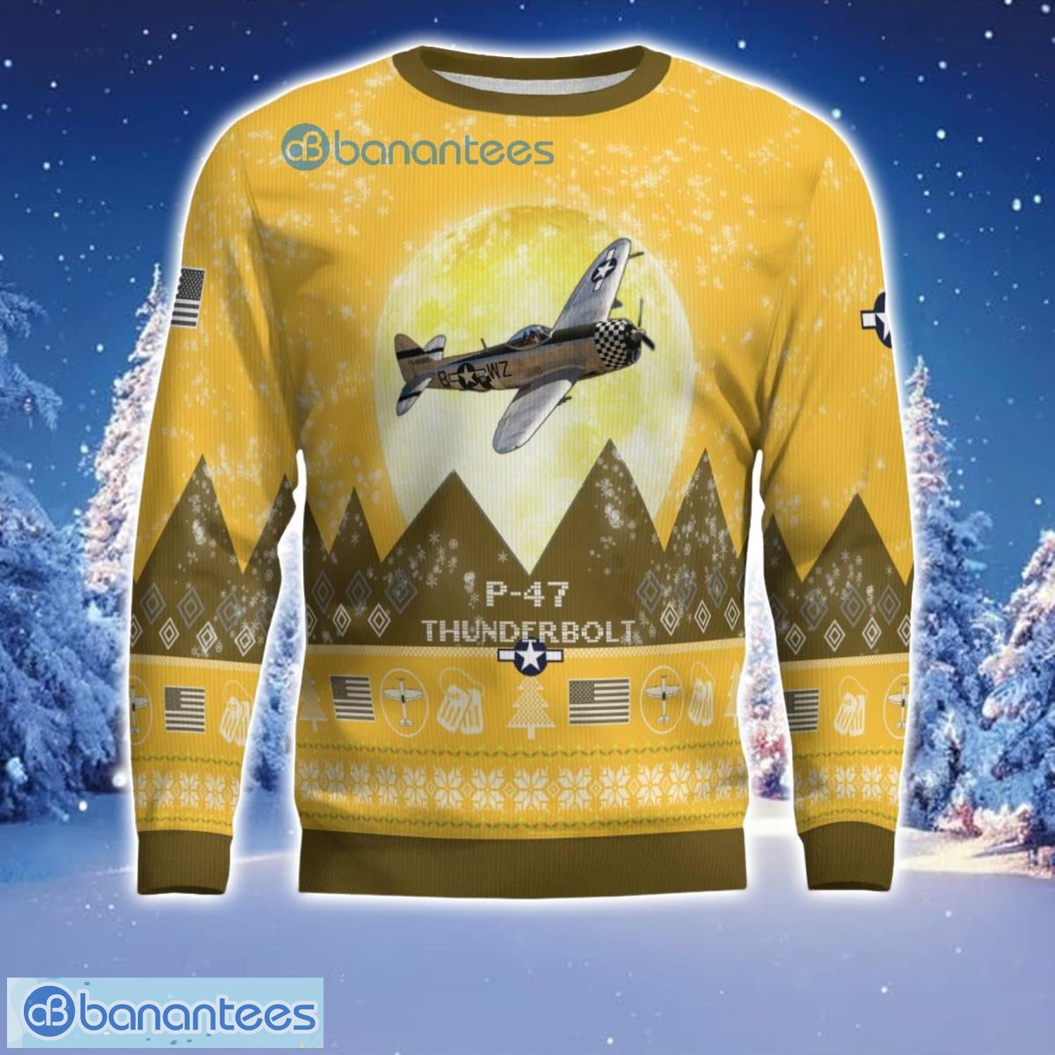 p 47 thunderbolt p47 aircraft moonlight 3d print ugly christmas sweater christmas gift yellow color sweater 1 image P-47 Thunderbolt P47 Aircraft Moonlight 3D Print Ugly Christmas Sweater Christmas Gift Yellow Color Sweater Product Photo 2