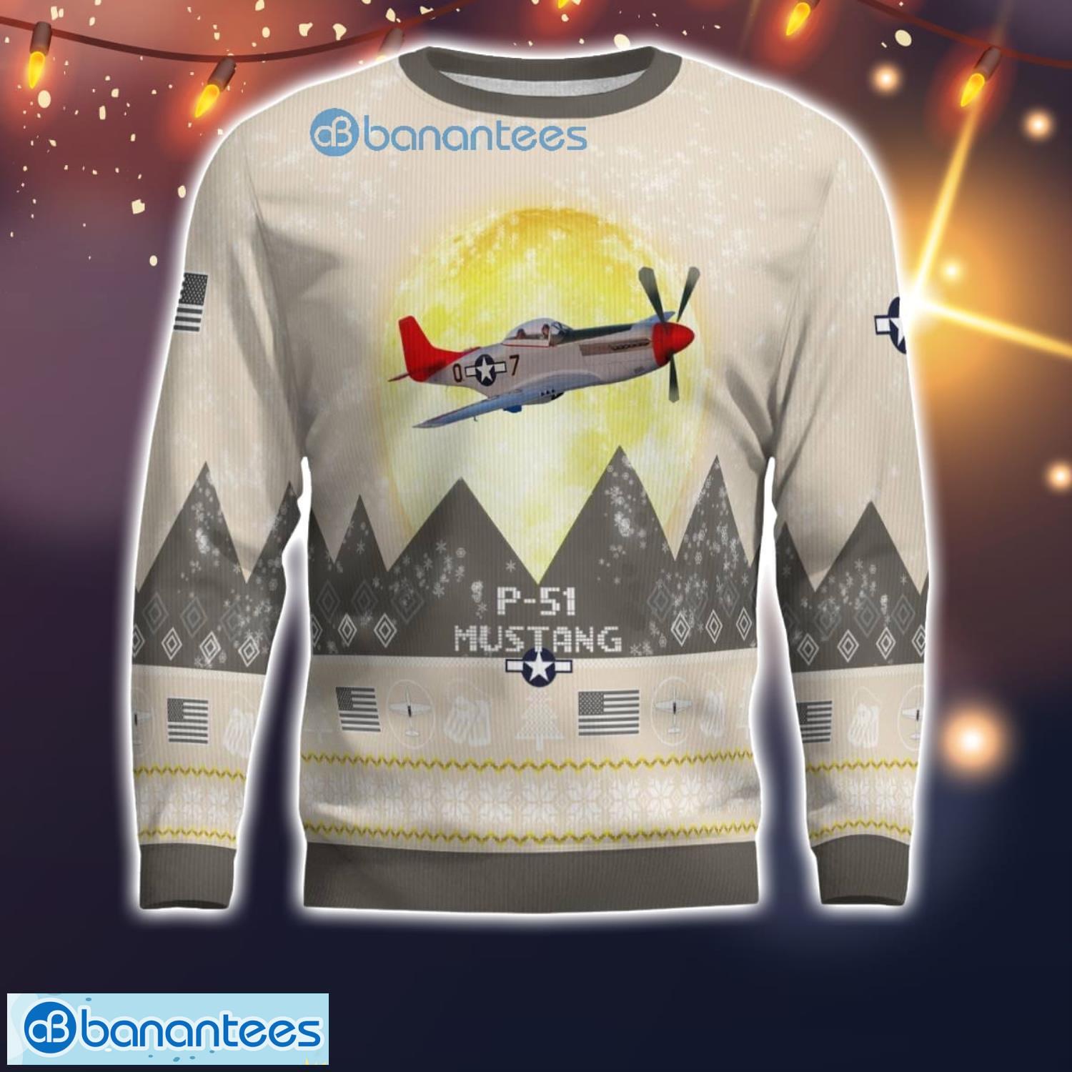 p 51 mustang p51 all printed aircraft moonlight ugly christmas sweater 1 image P-51 Mustang P51 All Printed Aircraft Moonlight Ugly Christmas Sweater Product Photo 2