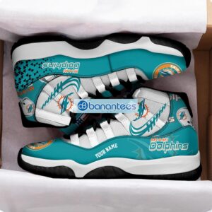 Miami Dolphins Air Jordan 11 Sneakers Custom Name Special Shoes For Fans Product Photo 2
