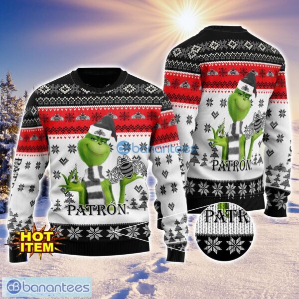 Patron Tequila The Grinch Ugly Christmas Sweater Funny Christmas Gift For Men And Women Product Photo 1