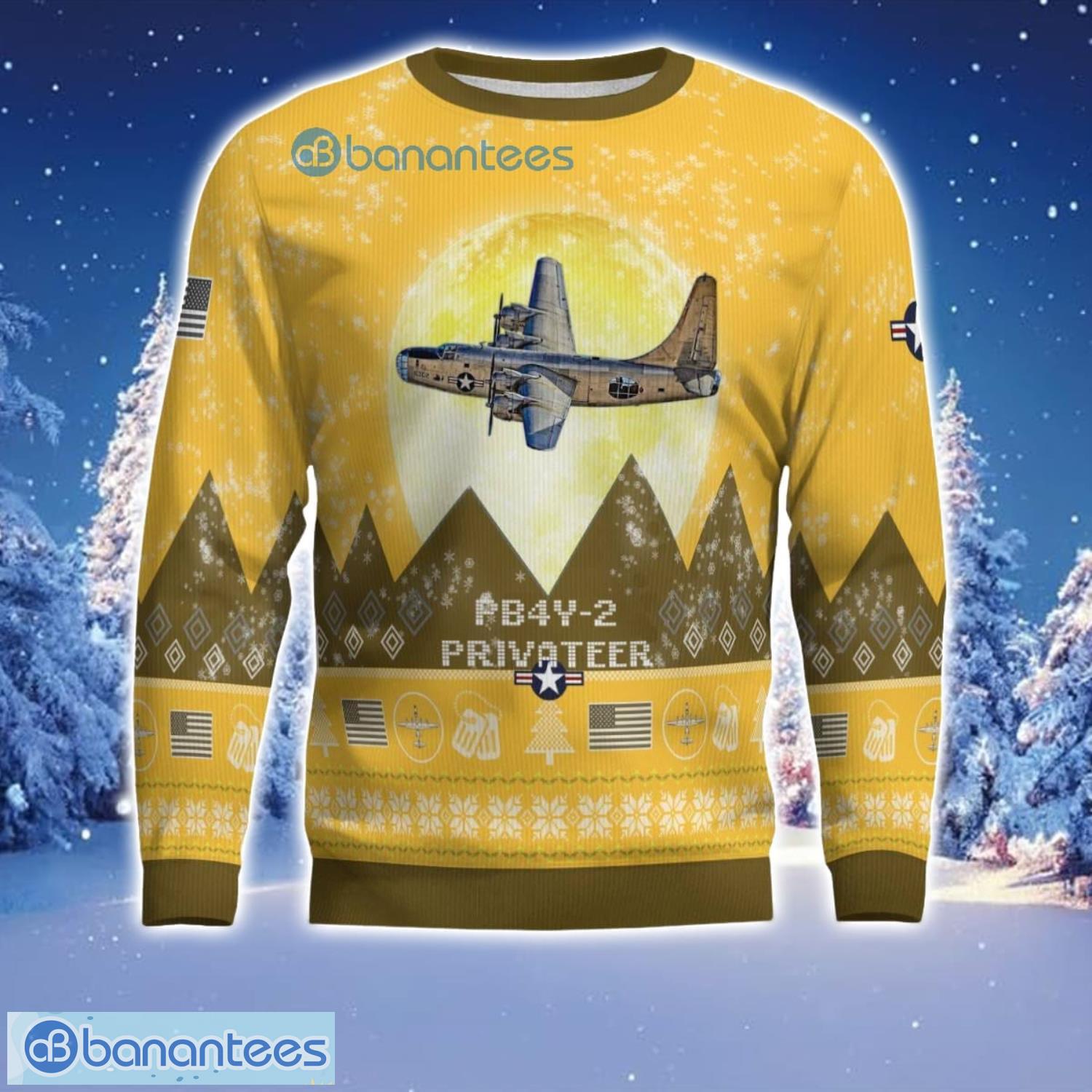 pb4y 2 privateer pb4y2 aircraft moonlight 3d print ugly christmas sweater christmas gift yellow color sweater 1 image PB4Y-2 Privateer PB4Y2 Aircraft Moonlight 3D Print Ugly Christmas Sweater Christmas Gift Yellow Color Sweater Product Photo 2
