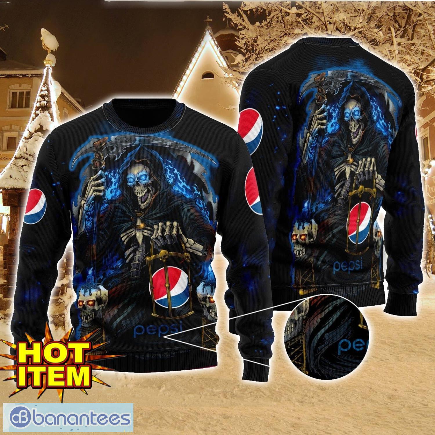 pepsi death halloween all over print sweater halloween gift for men and women image Pepsi Death Halloween All Over Print Sweater Halloween Gift For men And Women Product Photo 1