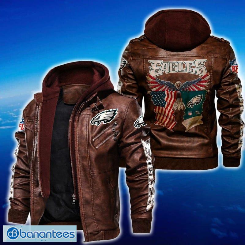 philadelphia eagles nfl eagle 2d leather jacket black and brown color 1 image Philadelphia Eagles NFL Eagle 2D Leather Jacket Black And Brown Color - Philadelphia Eagles NFL Eagle Leather Jacket_2