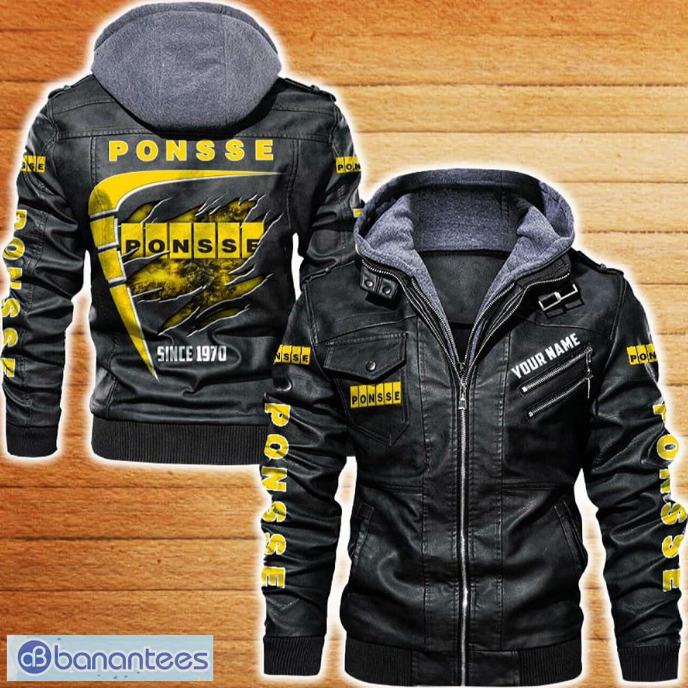 ponsse leather jacket black and brown color car logo trending all over print gift fans custom name image Ponsse Leather Jacket Black And Brown Color Car Logo Trending All OVer Print Gift Fans Custom Name - Ponsse Leather Jacket Car For Fans_1