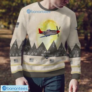 P-51 Mustang P51 All Printed Aircraft Moonlight Ugly Christmas Sweater Product Photo 4