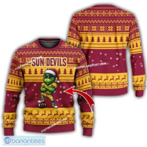 NCAA Arizona State Sun Devils Grinch Football Ugly Sweater Gift For Christmas - NCAA Arizona State Sun Devils New Grinch Ugly Christmas Sweater Photo 1