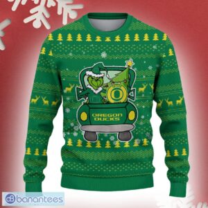 Oregon Ducks Grinch Driving Funny 3D Ugly Christmas Sweater For Men Women - Oregon Ducks Christmas Sweater Grinch Driving Photo 2