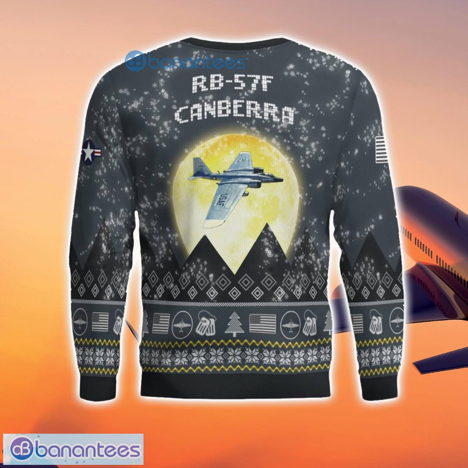 rb 57f canberra rb57f 3d aircraft moonlight grey ugly christmas sweater for fans 2 image RB-57F Canberra RB57F 3D Aircraft Moonlight Grey Ugly Christmas Sweater For Fans Product Photo 3