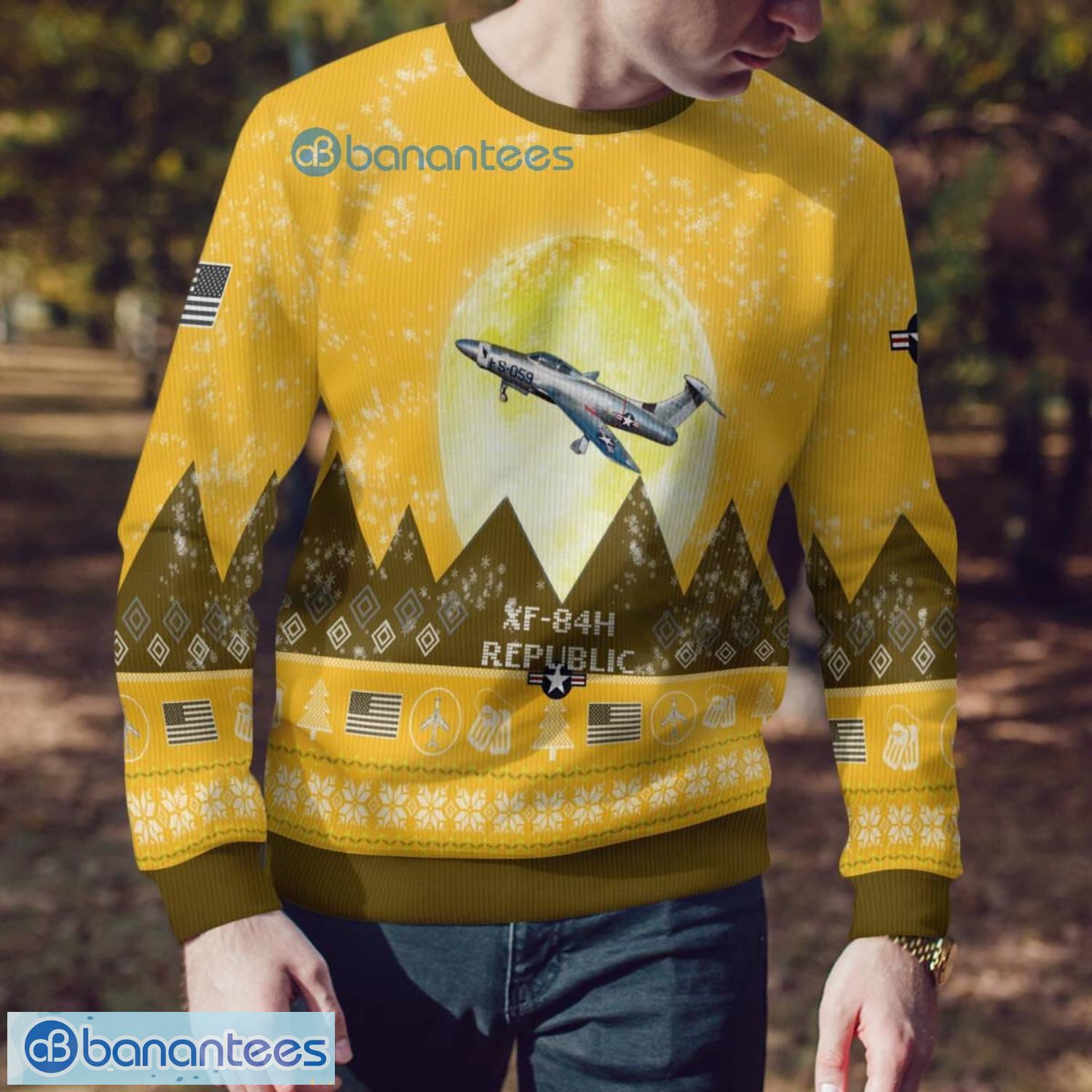 republic xf 84h xf84h aircraft moonlight 3d print ugly christmas sweater christmas gift yellow color sweater 1 image Republic XF-84H XF84H Aircraft Moonlight 3D Print Ugly Christmas Sweater Christmas Gift Yellow Color Sweater Product Photo 2
