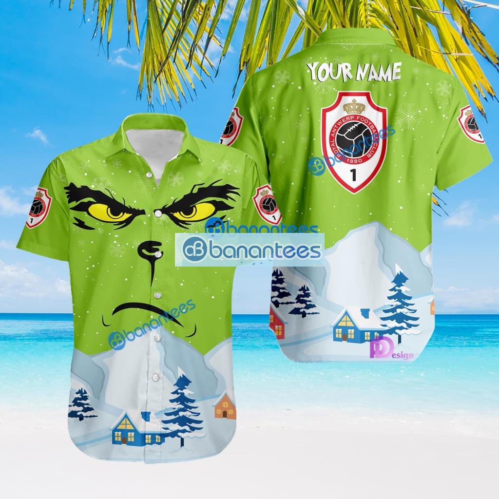 royal antwerp the grinch winter christmas house tropical hawaiian shirt custom name image Royal Antwerp The Grinch Winter Christmas House Tropical Hawaiian Shirt Custom Name Product Photo 1