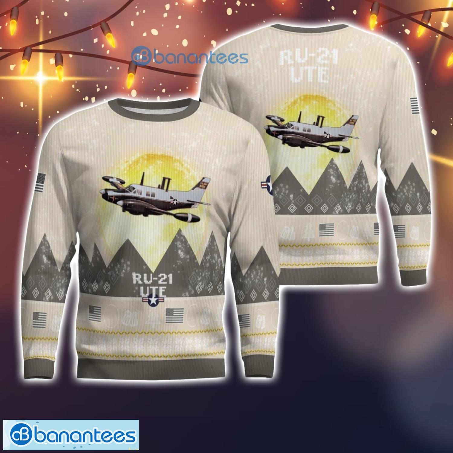 ru 21 ute ru21 all printed aircraft moonlight ugly christmas sweater image RU-21 UTE RU21 All Printed Aircraft Moonlight Ugly Christmas Sweater Product Photo 1