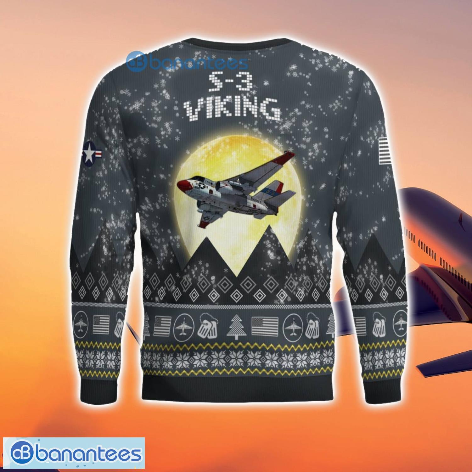 s 3 viking s3 3d aircraft moonlight grey ugly christmas sweater for fans 2 image S-3 Viking S3 3D Aircraft Moonlight Grey Ugly Christmas Sweater For Fans Product Photo 3
