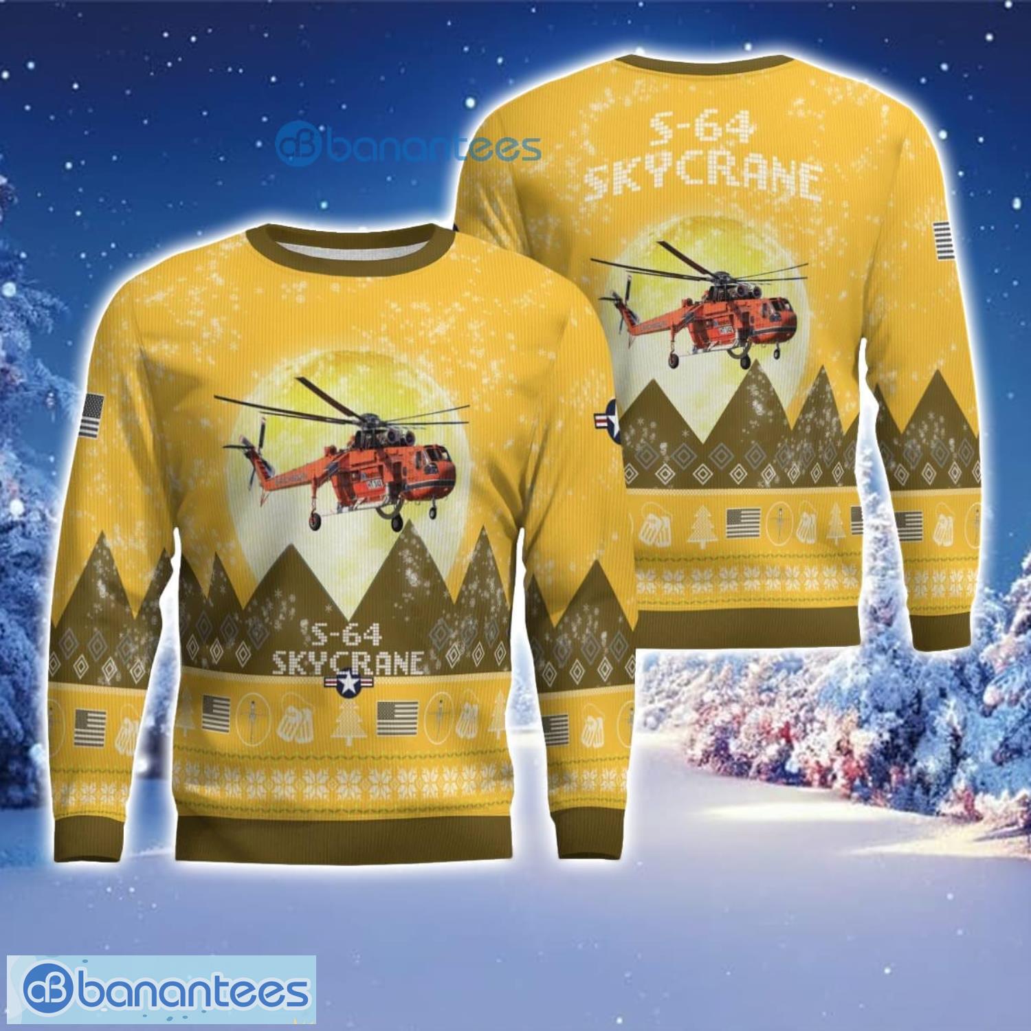 s 64 skycrane s64 aircraft moonlight 3d print ugly christmas sweater christmas gift yellow color sweater image S-64 Skycrane S64 Aircraft Moonlight 3D Print Ugly Christmas Sweater Christmas Gift Yellow Color Sweater Product Photo 1
