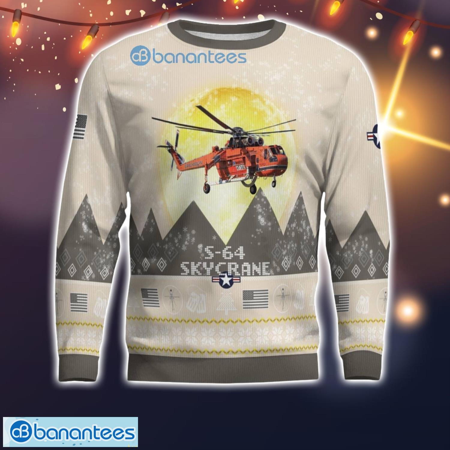 s 64 skycrane s64 all printed aircraft moonlight ugly christmas sweater 1 image S-64 Skycrane S64 All Printed Aircraft Moonlight Ugly Christmas Sweater Product Photo 2