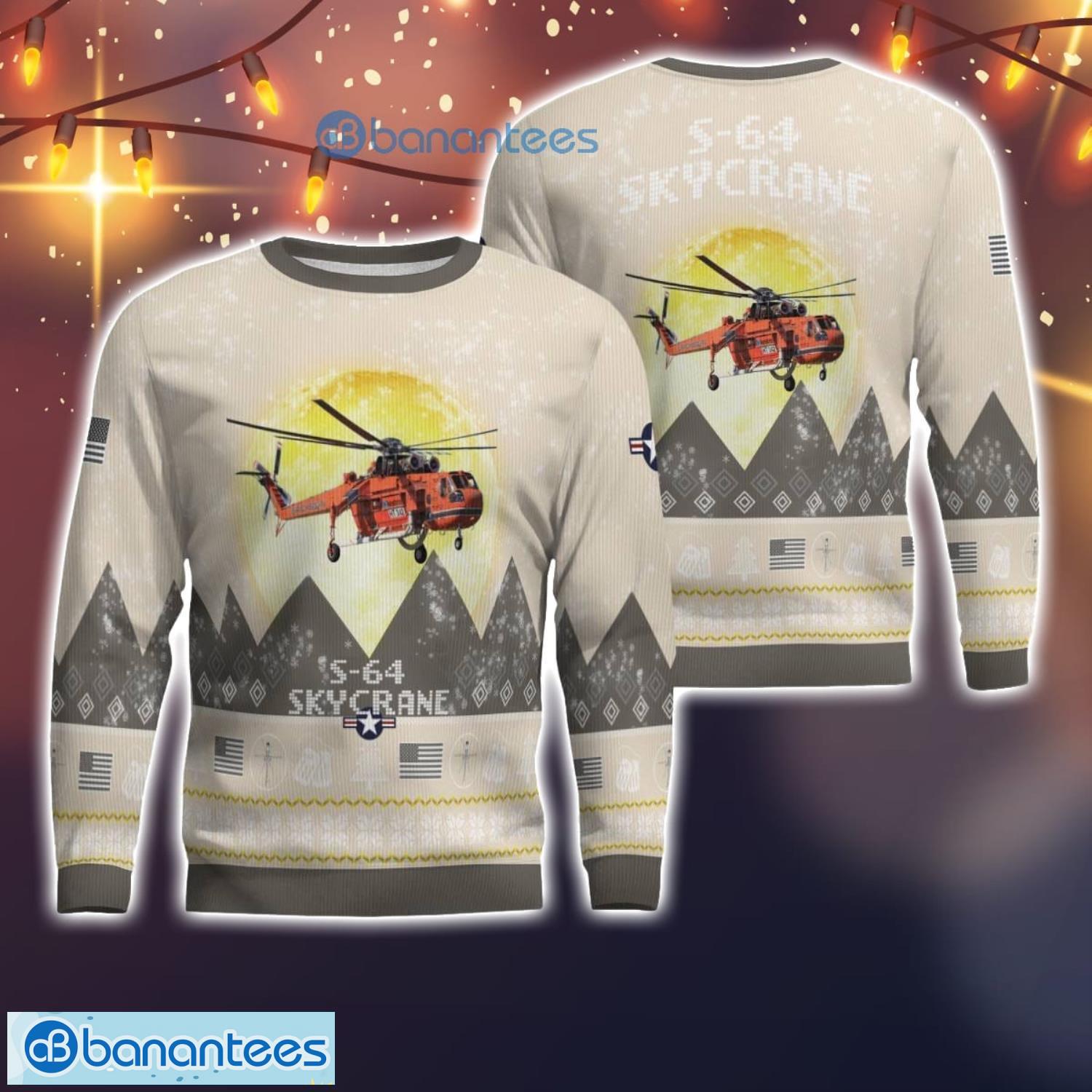 s 64 skycrane s64 all printed aircraft moonlight ugly christmas sweater image S-64 Skycrane S64 All Printed Aircraft Moonlight Ugly Christmas Sweater Product Photo 1