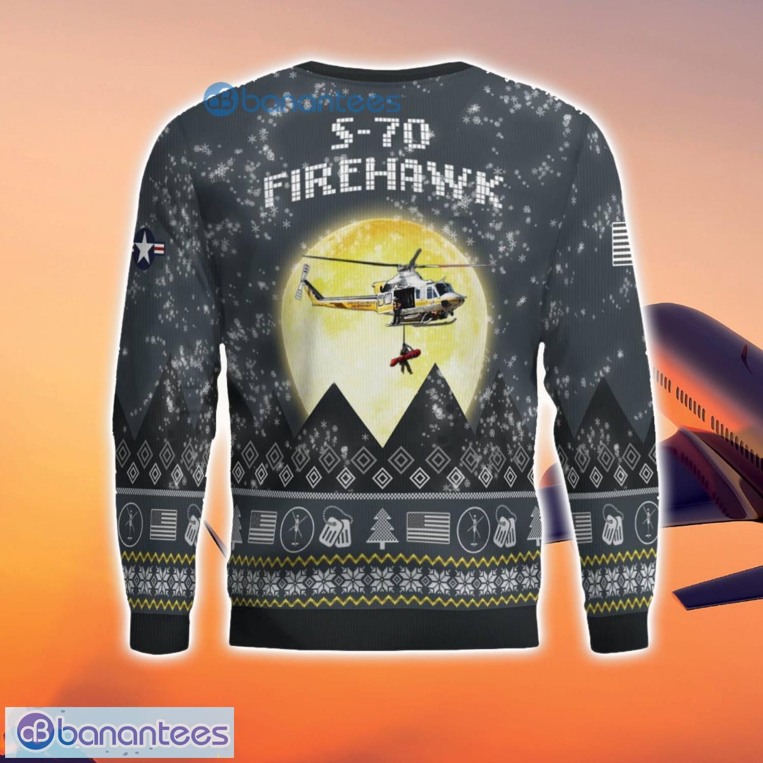 s 70 firehawk s70 3d aircraft moonlight grey ugly christmas sweater for fans 2 image S-70 Firehawk S70 3D Aircraft Moonlight Grey Ugly Christmas Sweater For Fans Product Photo 3