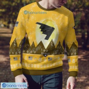 B-2 Spirit B2 Aircraft Moonlight 3D Print Ugly Christmas Sweater Christmas Gift Yellow Color Sweater Product Photo 2