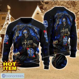 Pabst Blue Ribbon Death Halloween All Over Print Sweater Halloween Gift For men And Women Product Photo 1