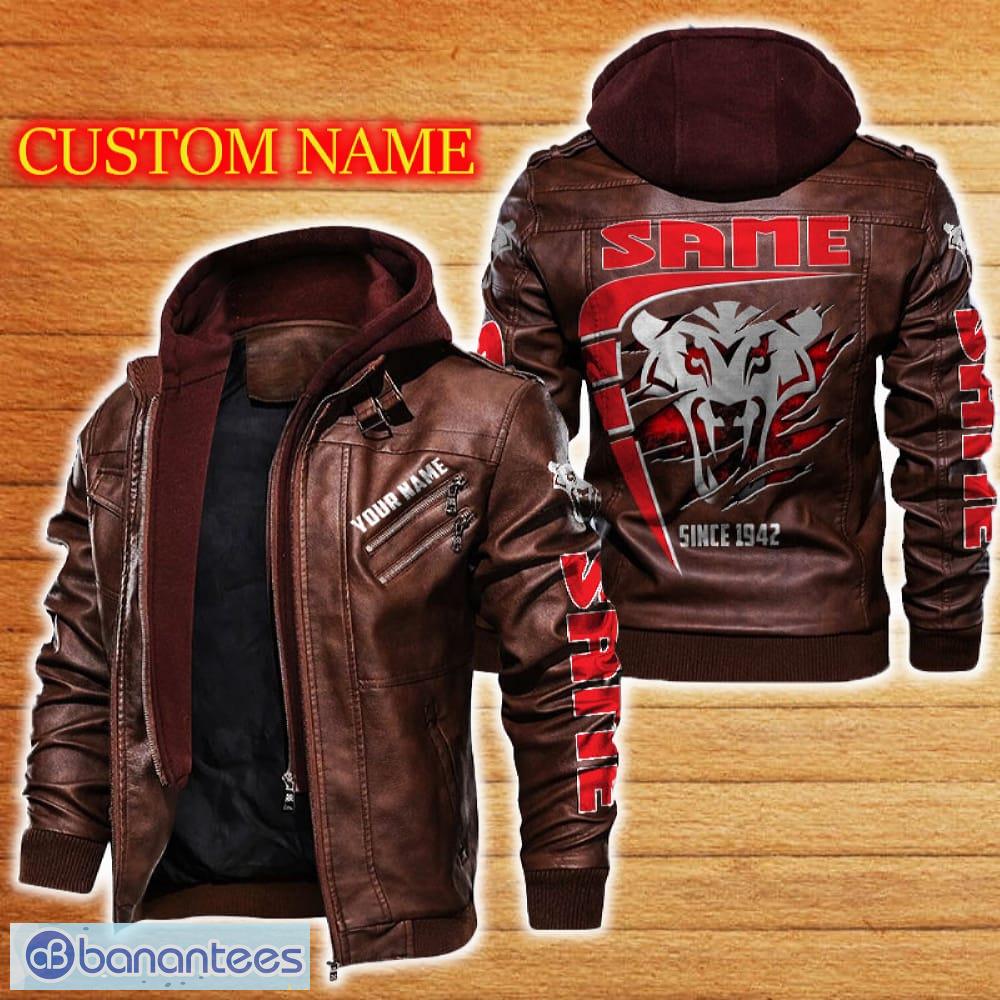 same leather jacket black and brown color car logo trending all over print gift fans custom name 1 image Same Leather Jacket Black And Brown Color Car Logo Trending All OVer Print Gift Fans Custom Name - Same Leather Jacket Car For Fans_2