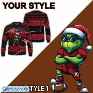 CFL Ottawa RedBlacks Grinch Football Knitted 3D Sweater Gift For Christmas - CFL Ottawa RedBlacks New Grinch Ugly Christmas Sweater Photo 2