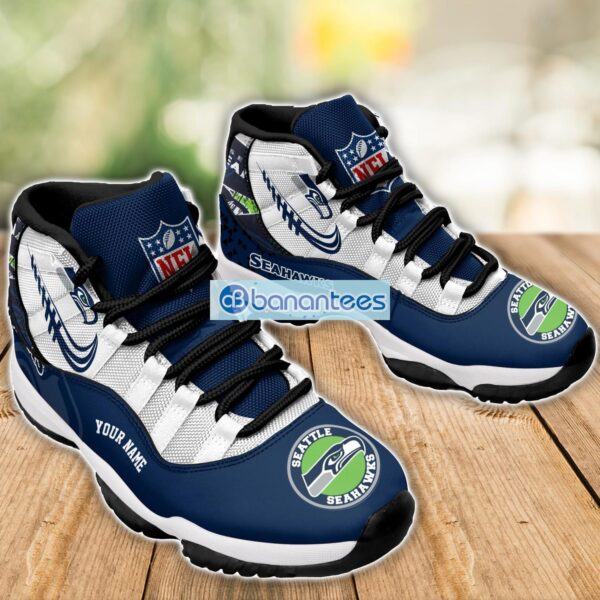 Seattle Seahawks Air Jordan 11 Sneakers Custom Name Special Shoes For Fans Product Photo 3