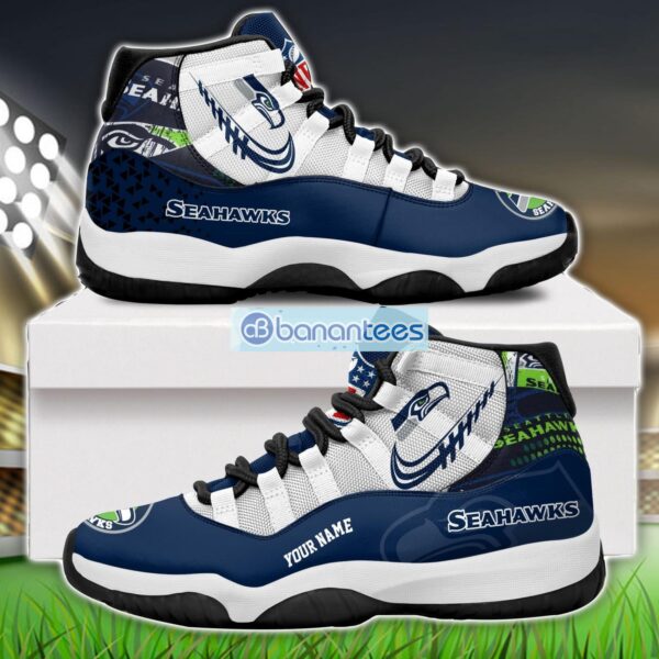 Seattle Seahawks Air Jordan 11 Sneakers Custom Name Special Shoes For Fans Product Photo 1