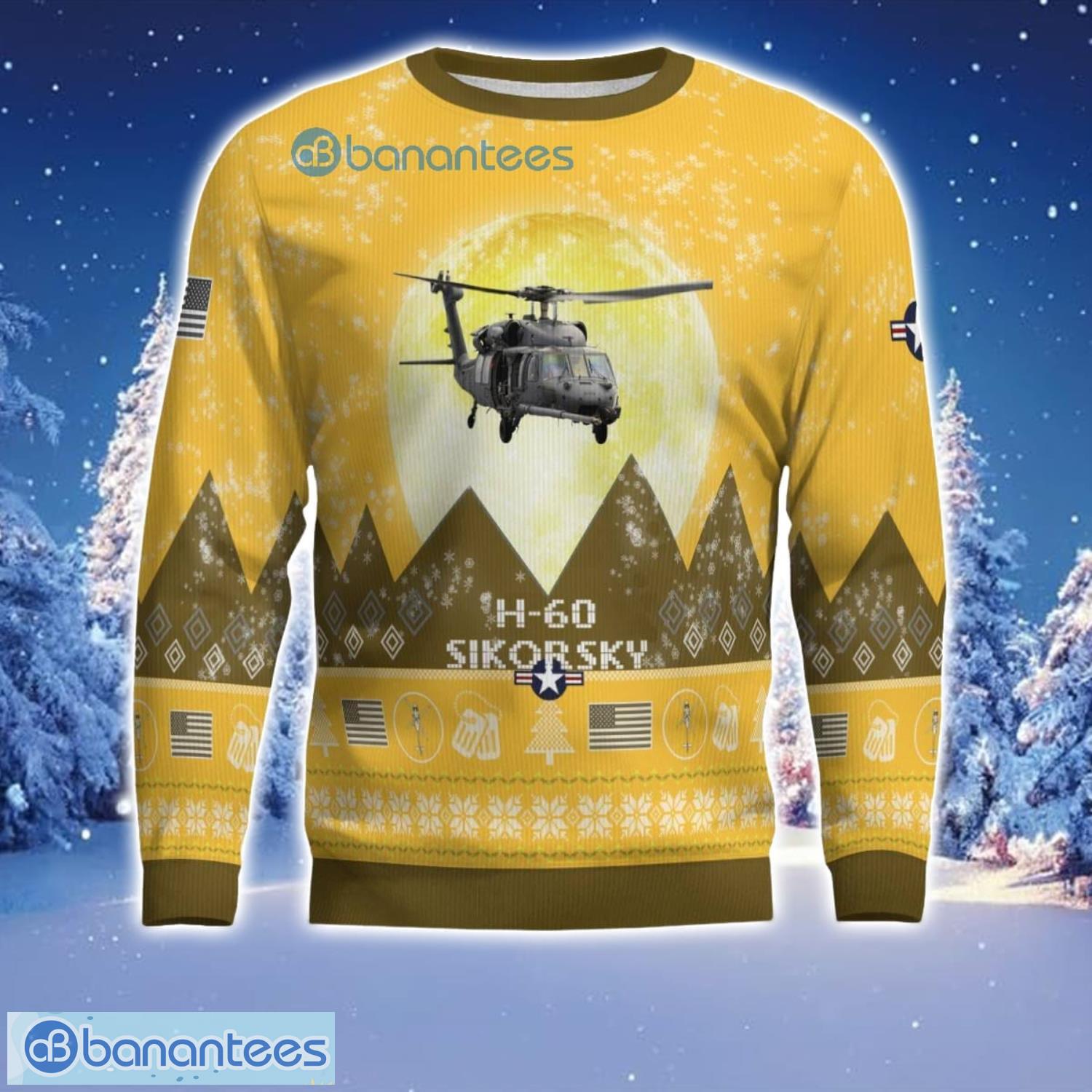 sikorsky h 60 h60 aircraft moonlight 3d print ugly christmas sweater christmas gift yellow color sweater 1 image Sikorsky H-60 H60 Aircraft Moonlight 3D Print Ugly Christmas Sweater Christmas Gift Yellow Color Sweater Product Photo 2