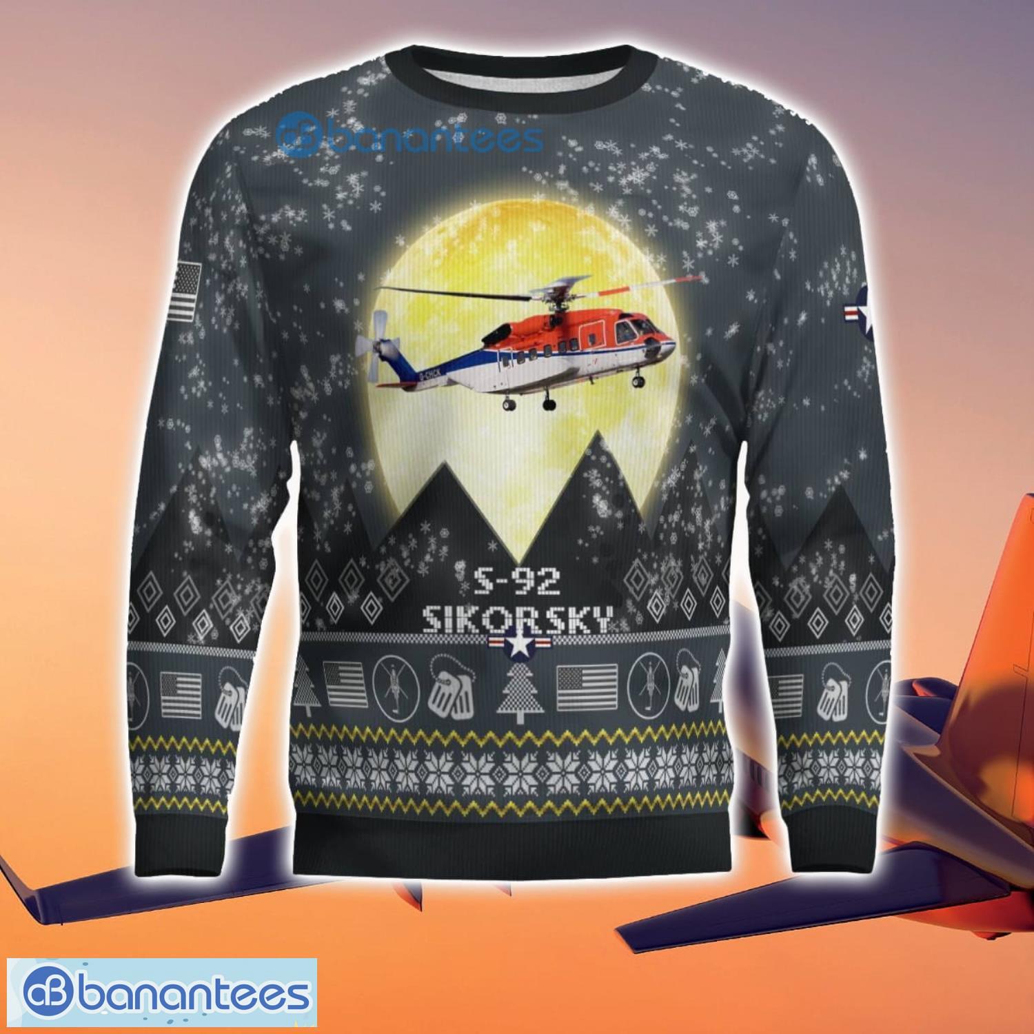 sikorsky s 92 s92 3d aircraft moonlight grey ugly christmas sweater for fans 1 image Sikorsky S-92 S92 3D Aircraft Moonlight Grey Ugly Christmas Sweater For Fans Product Photo 2