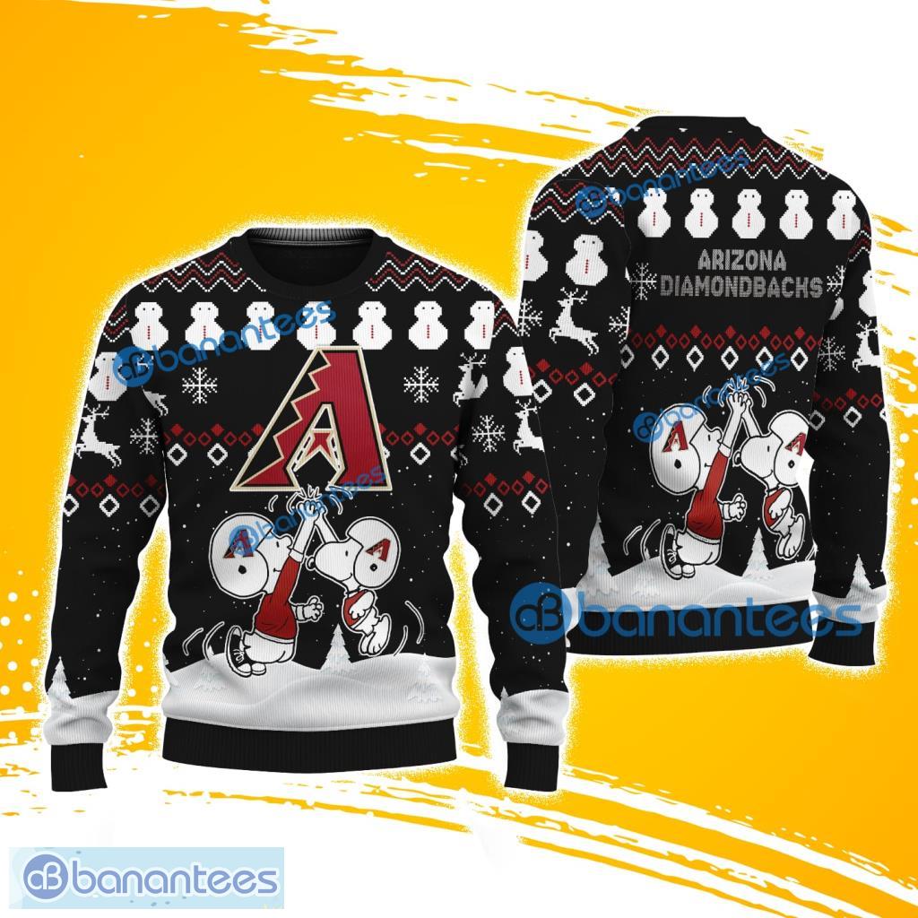 snoopy and friend arizona diamondbacks christmas ugly sweater 3d for fans image Snoopy And Friend Arizona Diamondbacks Christmas Ugly Sweater 3D For Fans Product Photo 1