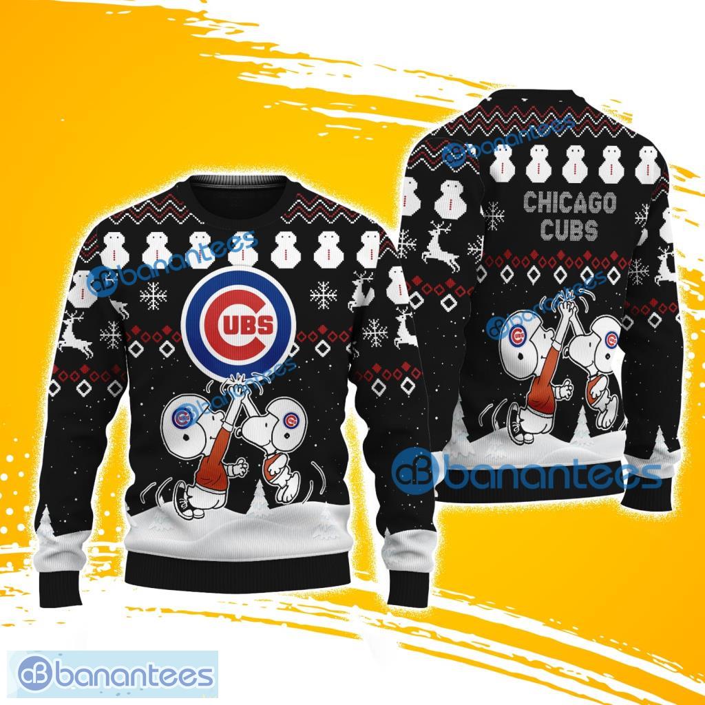 snoopy and friend chicago cubs christmas ugly sweater 3d for fans image Snoopy And Friend Chicago Cubs Christmas Ugly Sweater 3D For Fans Product Photo 1