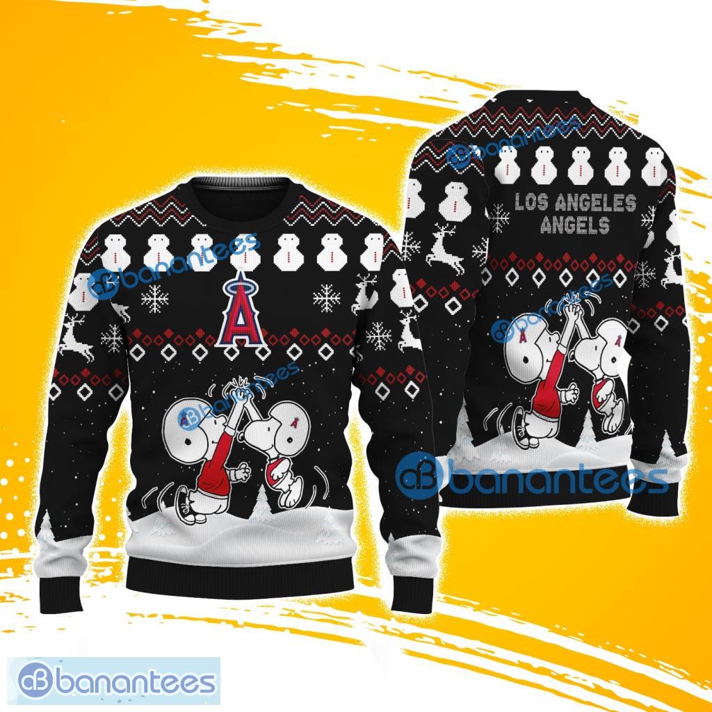 snoopy and friend los angeles angels christmas ugly sweater 3d for fans image Snoopy And Friend Los Angeles Angels Christmas Ugly Sweater 3D For Fans Product Photo 1