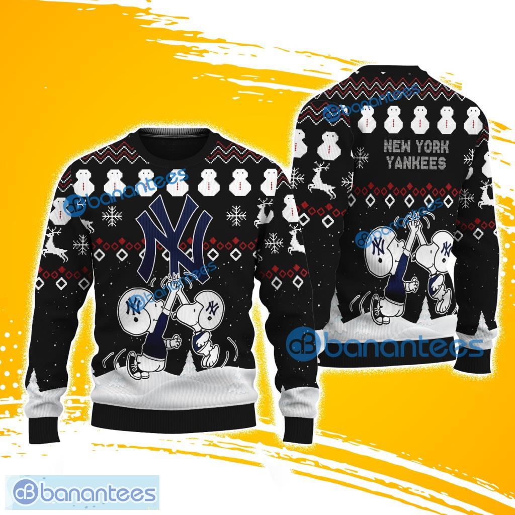 snoopy and friend new york yankees christmas ugly sweater 3d for fans image Snoopy And Friend New York Yankees Christmas Ugly Sweater 3D For Fans Product Photo 1