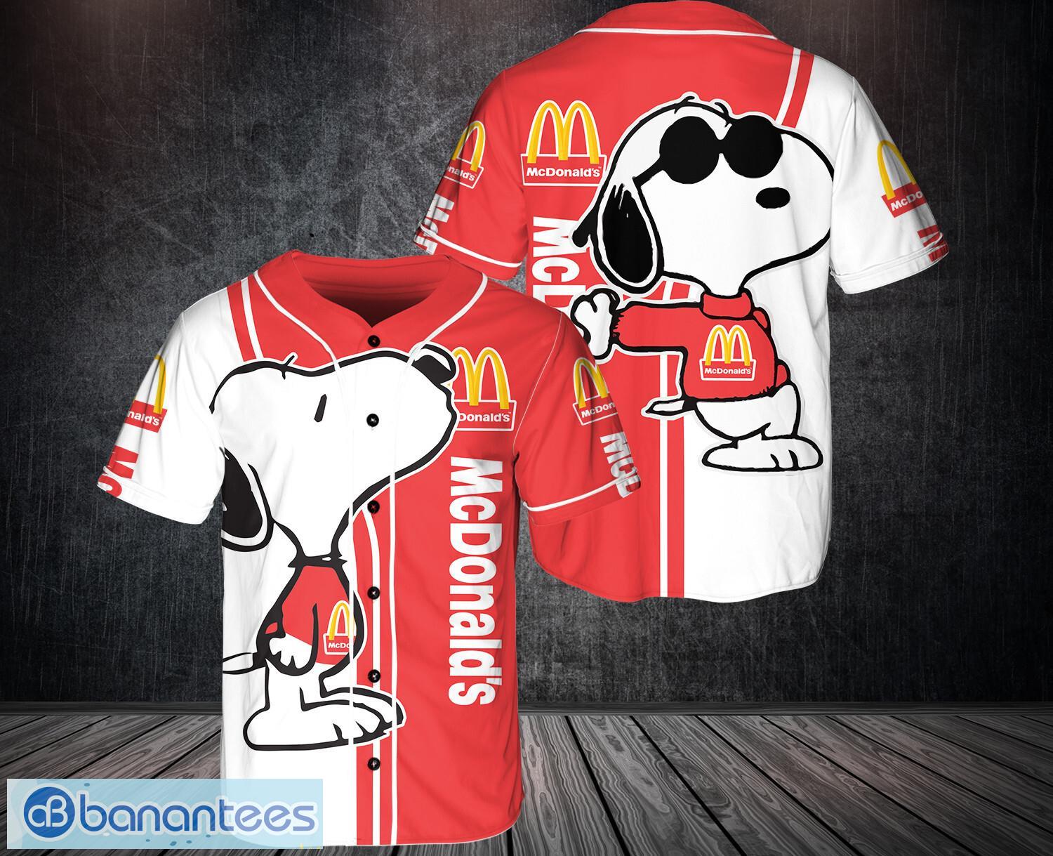 snoopy mcdonalds 3d printed baseball jersey shirt for men and women unique gift image Snoopy mcdonald's 3D Printed Baseball Jersey Shirt For Men And Women Unique Gift Product Photo