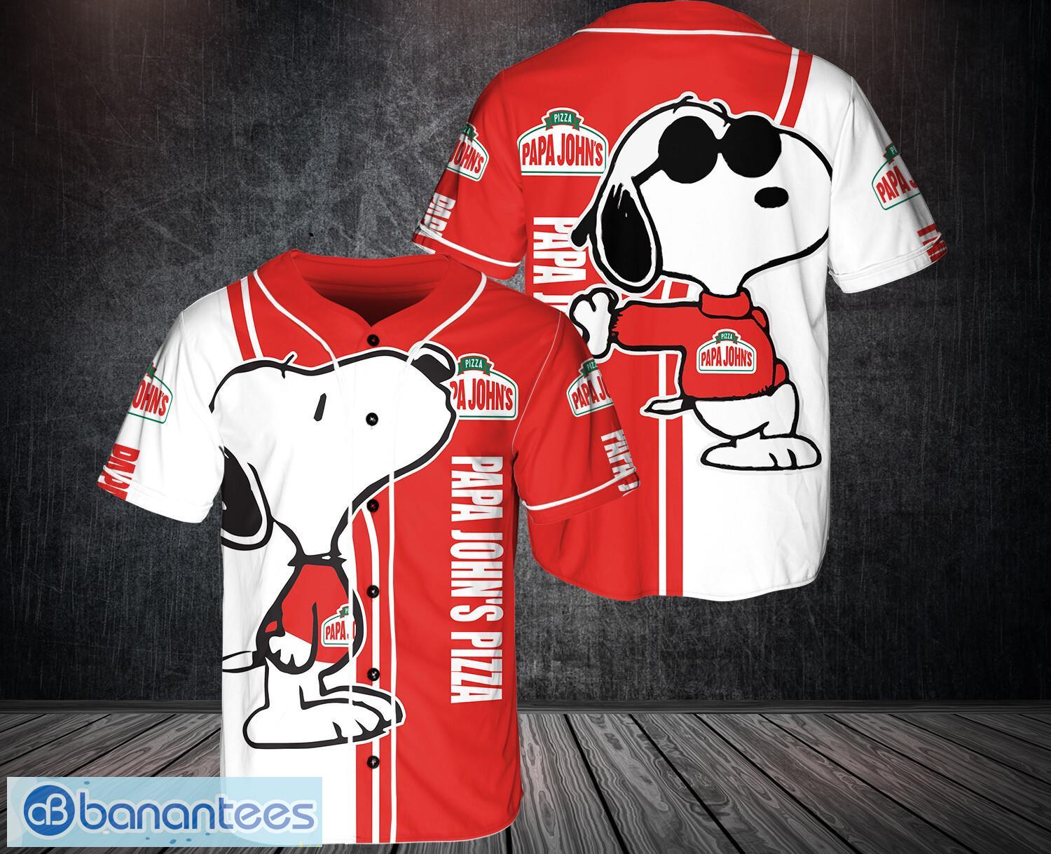 snoopy papa johns pizza 3d printed baseball jersey shirt for men and women unique gift image Snoopy papa john's pizza 3D Printed Baseball Jersey Shirt For Men And Women Unique Gift Product Photo