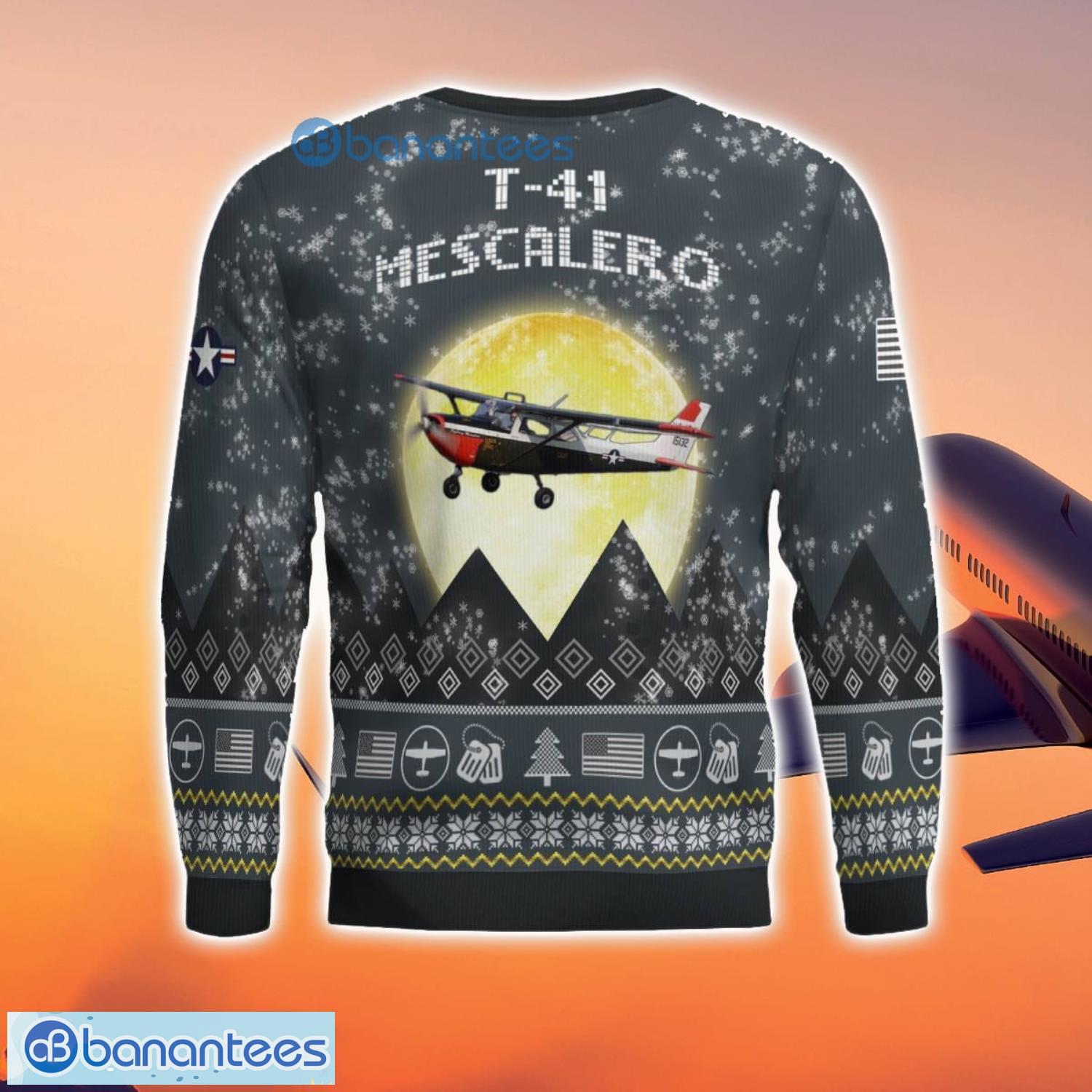 t 41 mescalero t41 3d aircraft moonlight grey ugly christmas sweater for fans 2 image T-41 Mescalero T41 3D Aircraft Moonlight Grey Ugly Christmas Sweater For Fans Product Photo 3