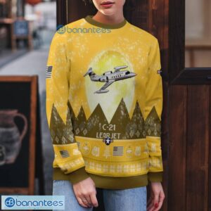 C-21 Learjet C21 USAF Aircraft Moonlight 3D Print Ugly Christmas Sweater Christmas Gift Yellow Color Sweater Product Photo 3