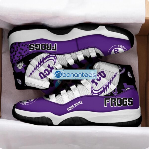TCU Horned Frogs Air Jordan 11 Sneakers Custom Name Special Shoes For Fans Product Photo 2