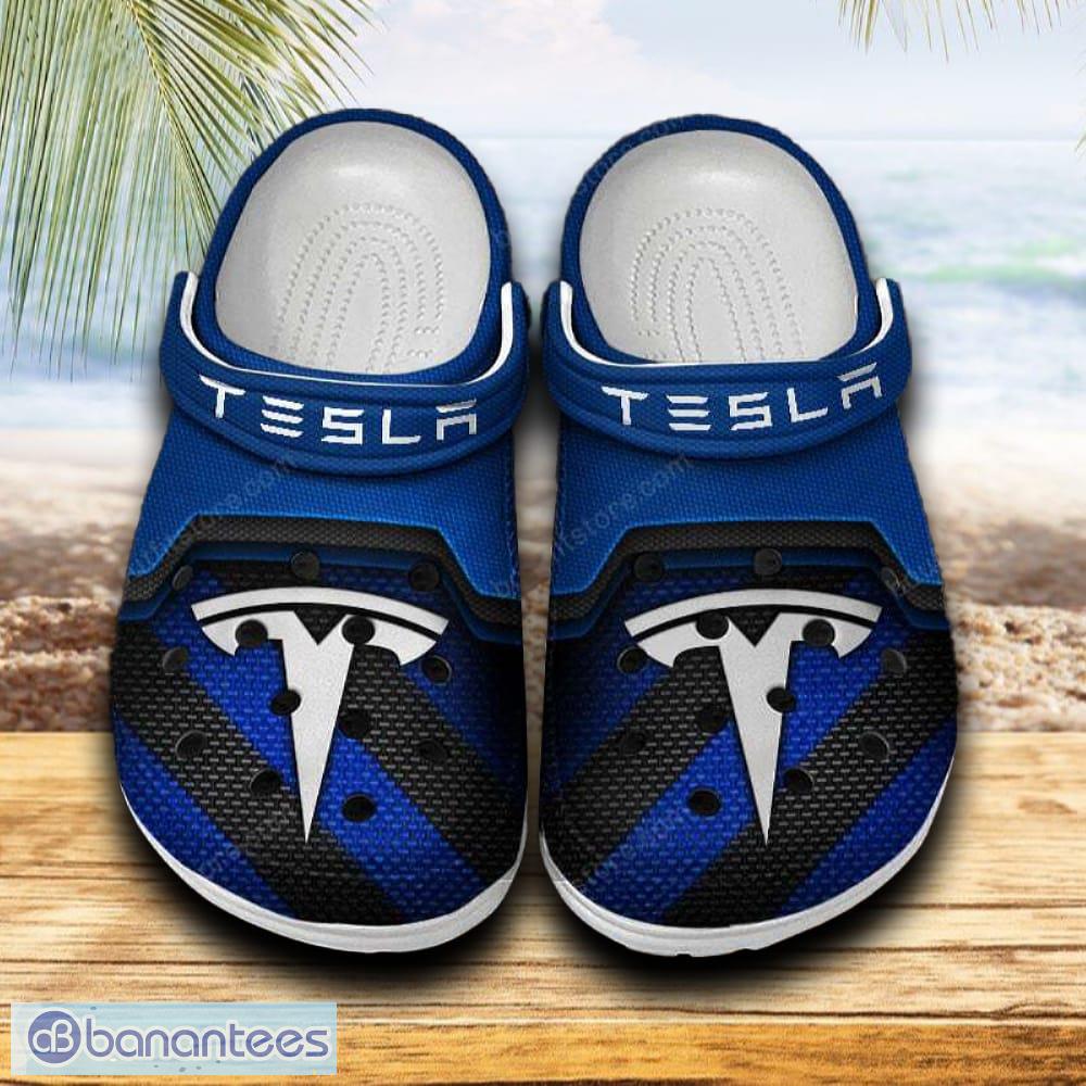 tesla car clog shoes blue color new gift for fans custom name image Tesla Car Clog Shoes Blue Color New Gift For Fans Custom Name - Tesla Car Clog Shoes Blue Color New Gift For Fans Custom Name