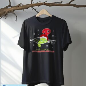 The Grinch I Hate People But I Love Philadelphia Phillies Christmas T-shirt Product Photo 5