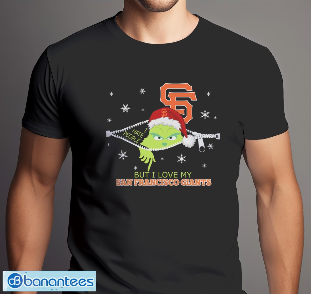 the grinch i hate people but i love san francisco giants christmas t shirt 5 image The Grinch I Hate People But I Love San Francisco Giants Christmas T-shirt Product Photo 6