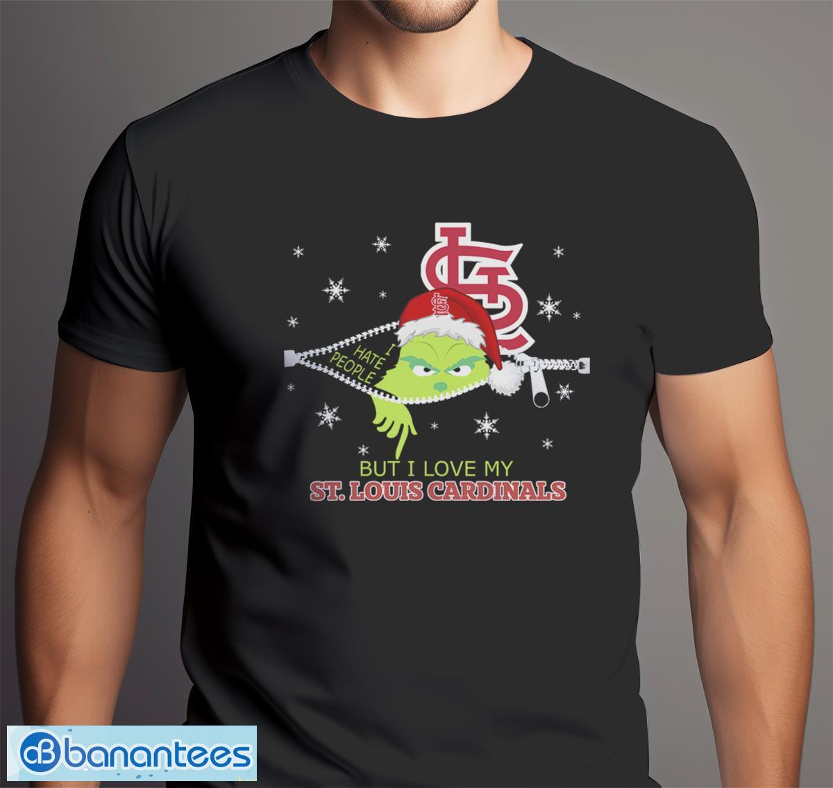 the grinch i hate people but i love st louis cardinals christmas t shirt 6 image The Grinch I Hate People But I Love St Louis Cardinals Christmas T-Shirt Product Photo 7