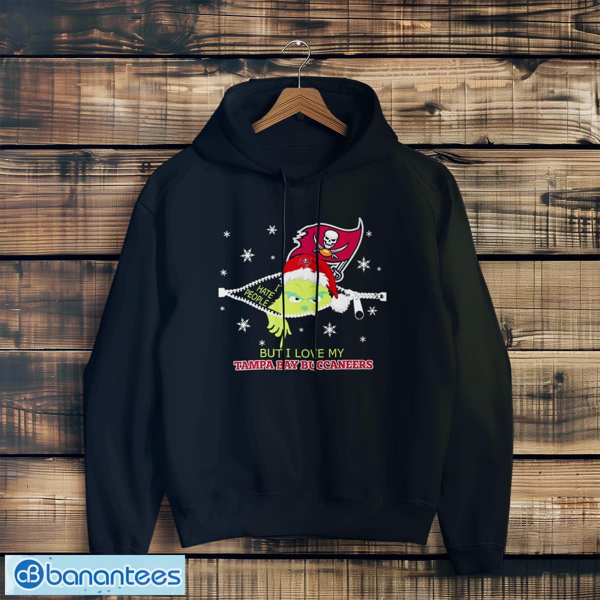 the grinch i hate people but i love tampa bay buccaneers christmas t shirt 2 image The Grinch I Hate People But I Love Tampa Bay Buccaneers Christmas T-shirt Product Photo 3