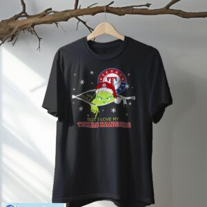 The Grinch I Hate People But I Love Texas Rangers Christmas T-shirt Product Photo 5