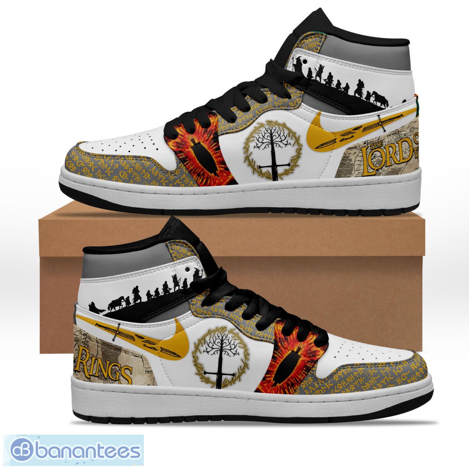 the lord of the rings air jordan hightop sneakers shoes aj1 gift ideas shoes image The Lord of the Rings Air Jordan Hightop Sneakers Shoes AJ1 Gift Ideas Shoes Product Photo 1