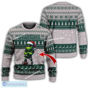 NCAA Michigan State Spartans Player Grinch Ugly Xmas 3D Sweater Gift Holidays - NCAA Michigan State Spartans New Grinch Ugly Christmas Sweater Photo 1